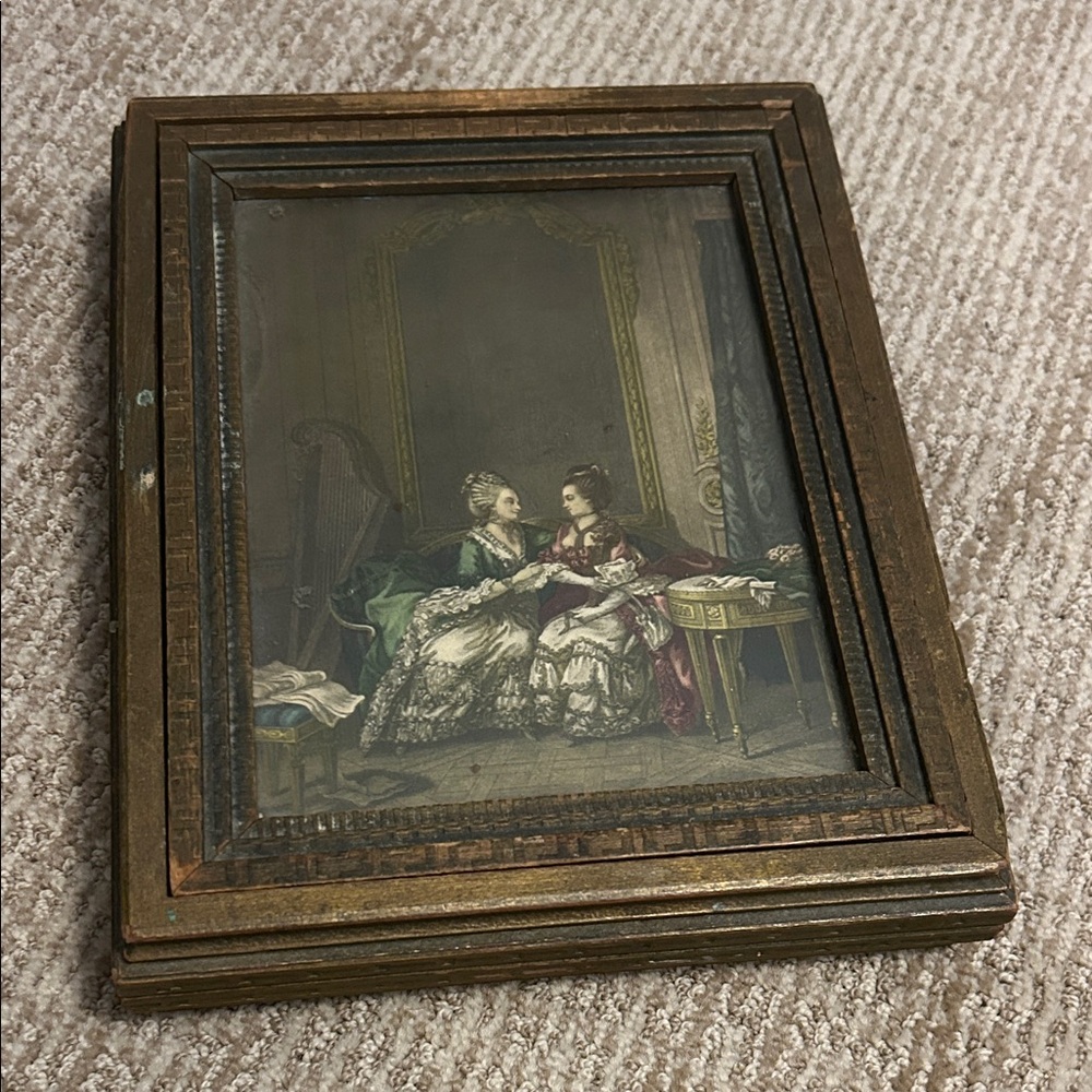 Antique Victorian Jewelry Makeup Organizer Mirror Box
